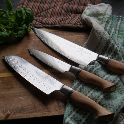 Ryda Santoku Knife 7” with Olive Handle