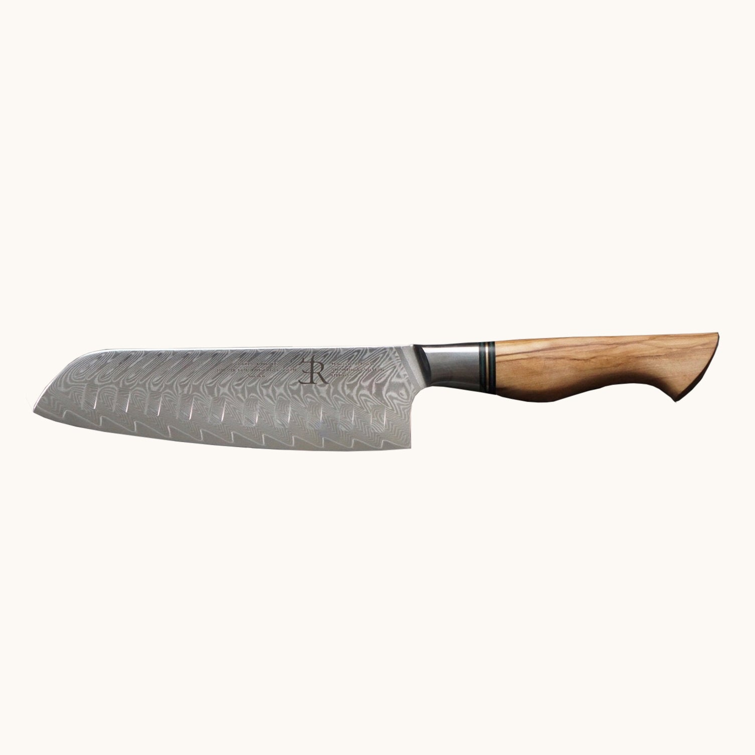 Santoku Knife Ryda Knives ST650 Damascus 7 Inch Santoku Knife 