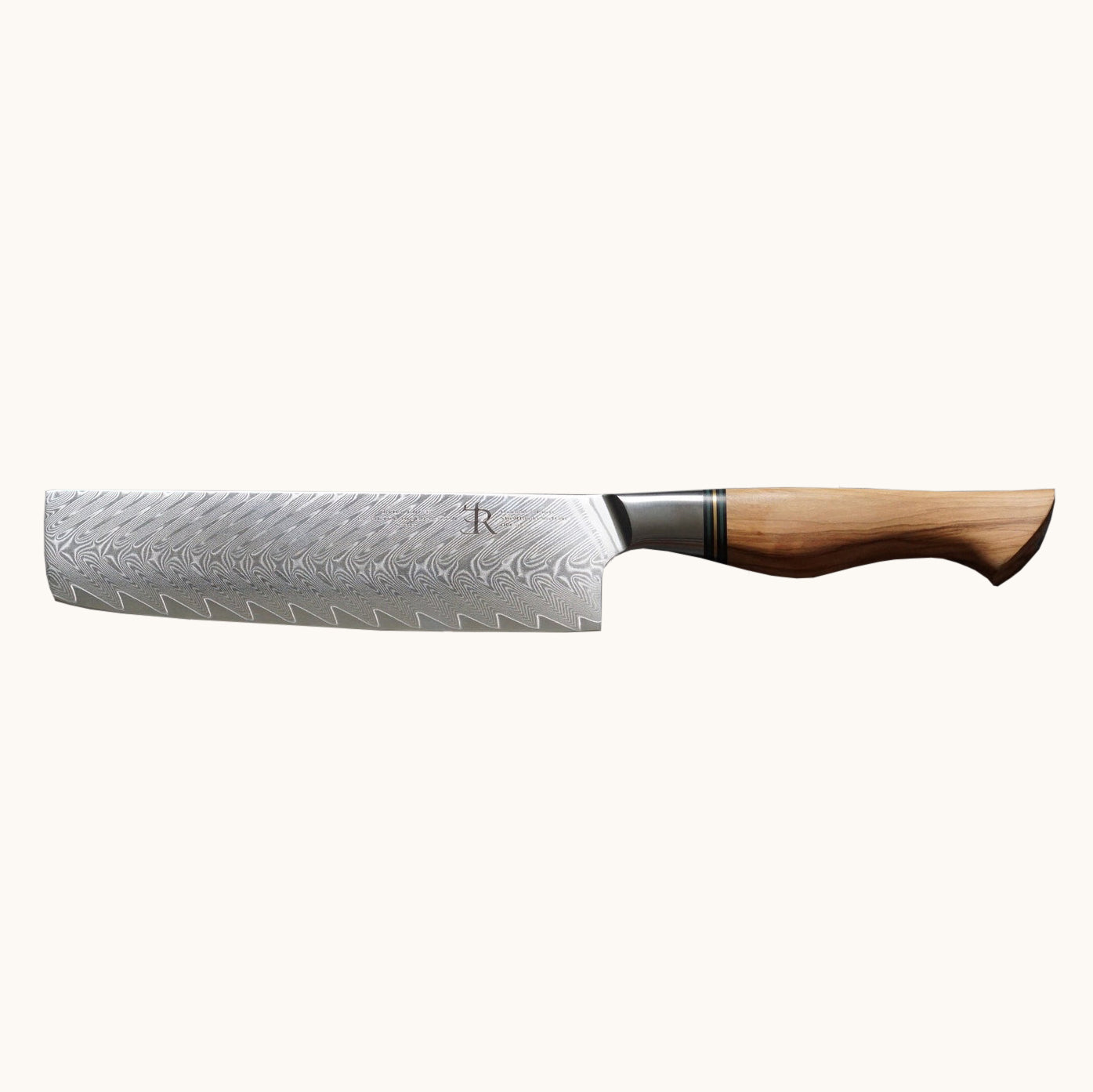 Full Set ST650 Ryda Knives. Chef, Utility, Santoku, Nakiri and Parring Knife.  Powder Steel Core and Olive Wood Handle. 