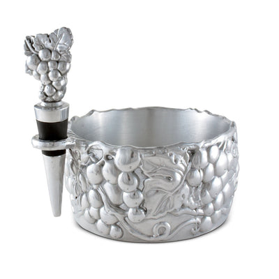 Grape Wine Caddy And Stopper Set