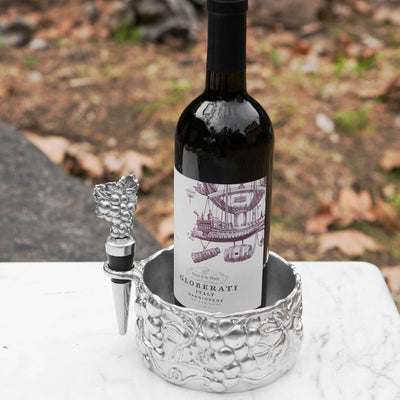 Grape Wine Caddy And Stopper Set