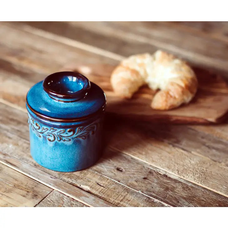 Antique Butter Bell Crock - Denim Blue