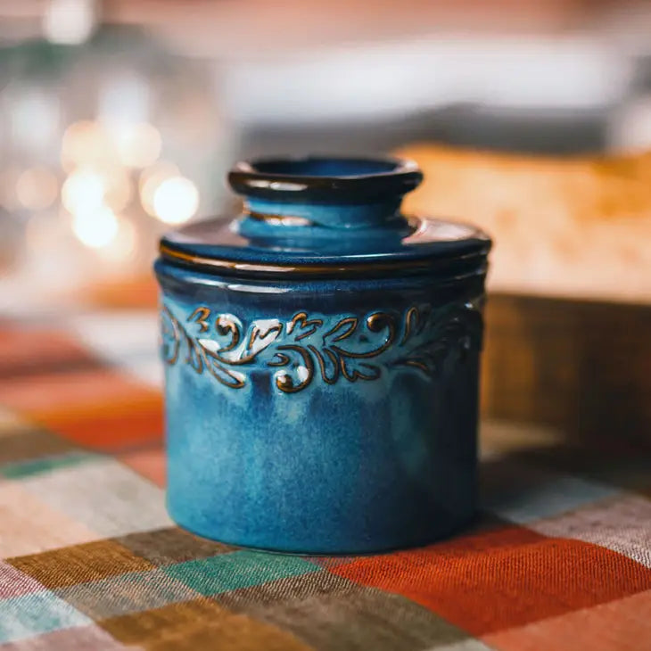 Antique Butter Bell Crock - Denim Blue