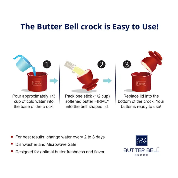 Antique Butter Bell Crock - Sea Spray
