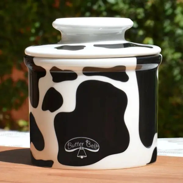 Antique Butter Bell Crock - Black & White Cow