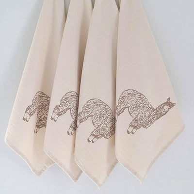 Set of 4 Organic Llama Cloth Napkins