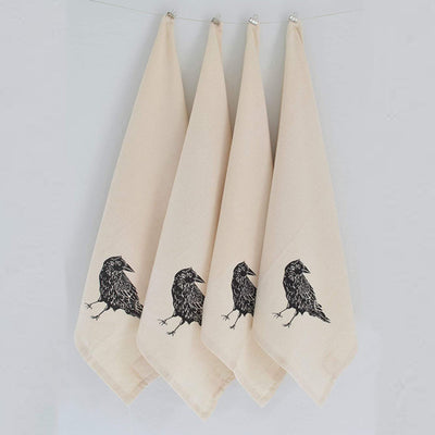 Set of 4 Organic Crow Cloth Napkins