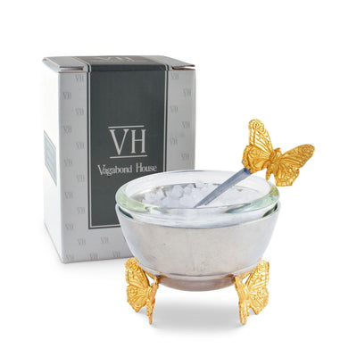 Gold Butterfly Salt Cellar with Spoon