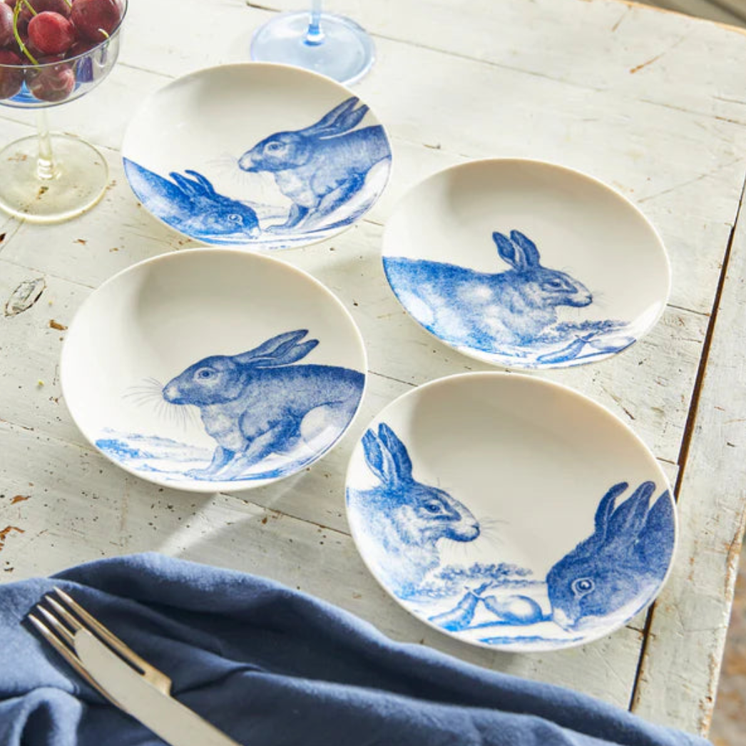 Blue Bunnies Canape' Plates (4)