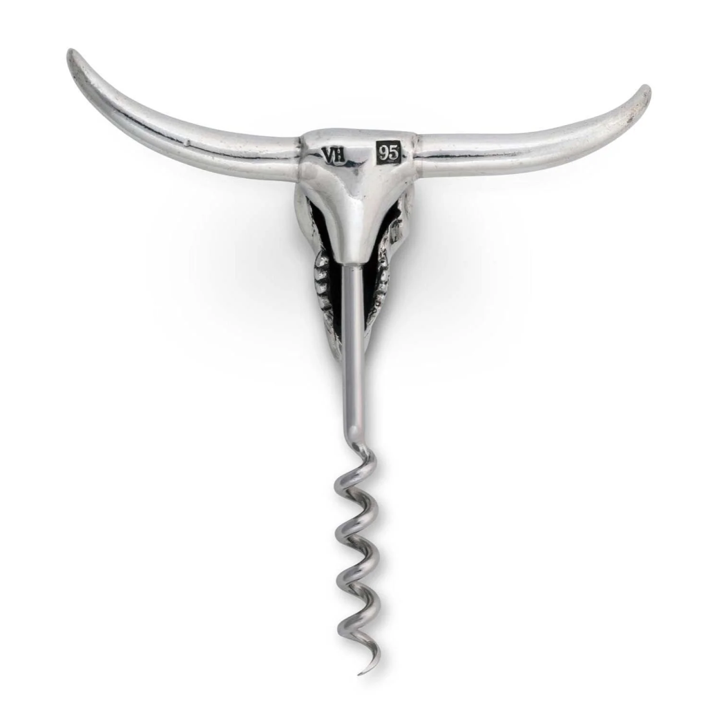 Cow Skull Wine Pull Pewter