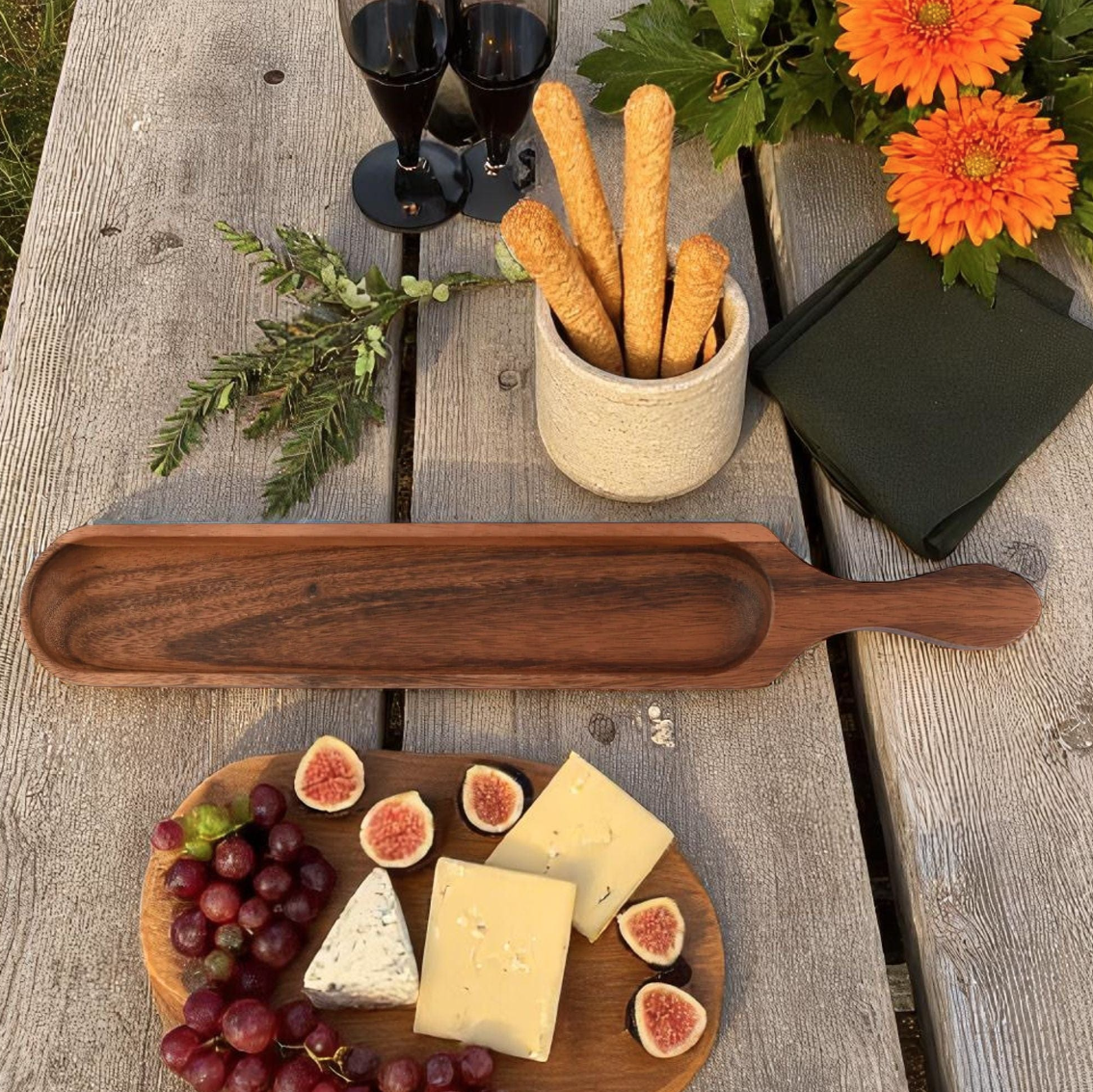 Wood Cracker Tray with Handle