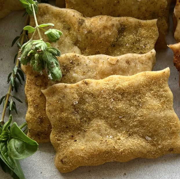Cheezy Italian Sea Salt Sourdough Crackers