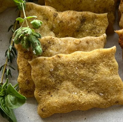 Cheezy Italian Sea Salt Sourdough Crackers