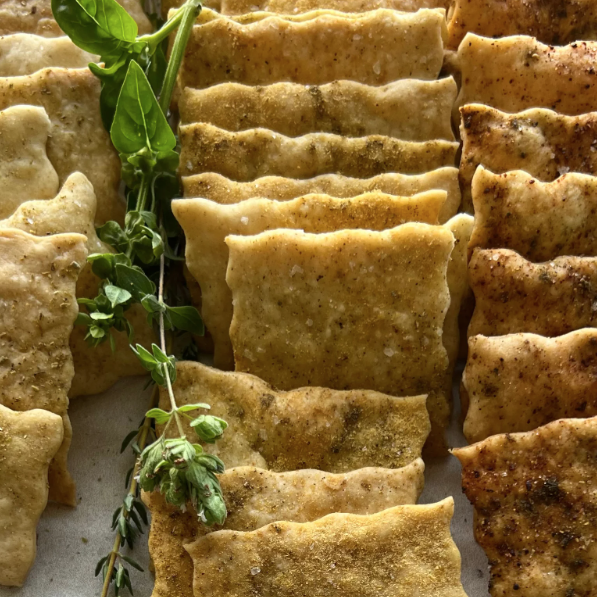 Cheezy Italian Sea Salt Sourdough Crackers