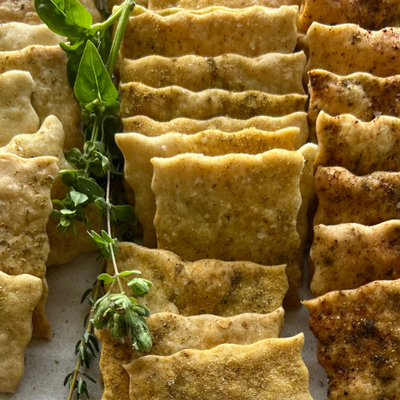 Cheezy Italian Sea Salt Sourdough Crackers