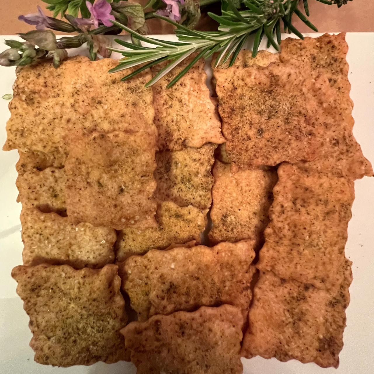 Rosemary Sea Salt Sourdough Crackers