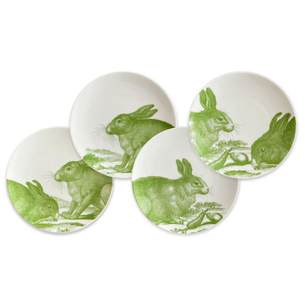 Green Bunnies Canape' Plates Set (4)