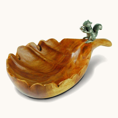 Leaf Nut Bowl with Standing Squirrel