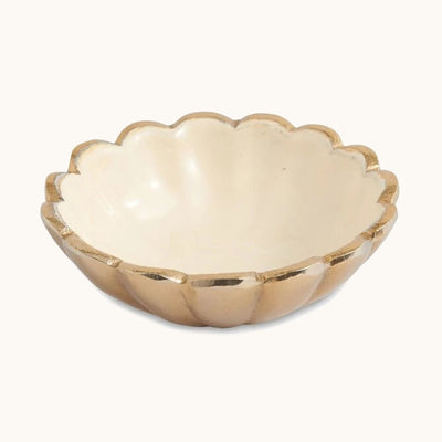 Peony 4" Petite Bowl Gold Snow