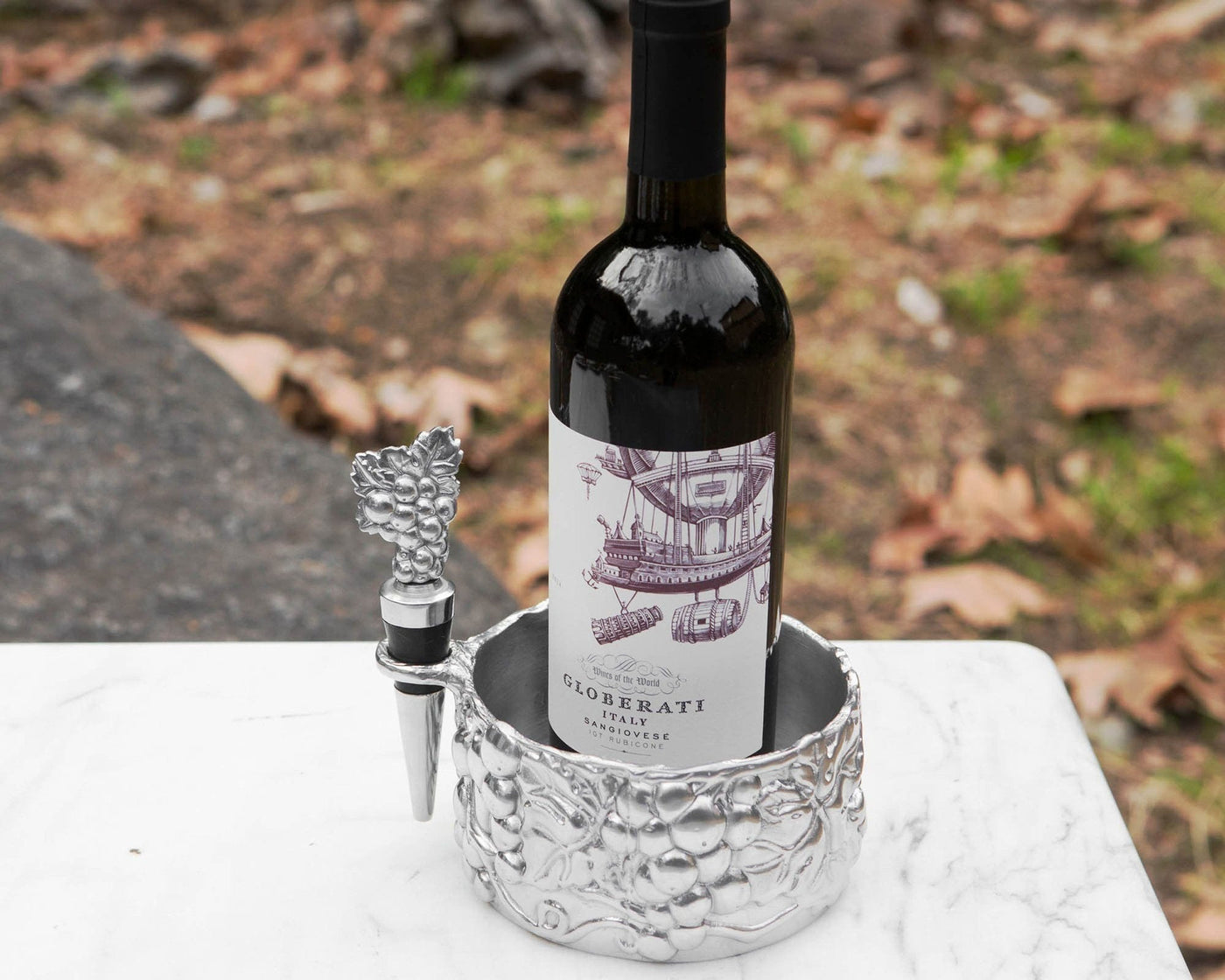 Grape Wine Caddy And Stopper Set
