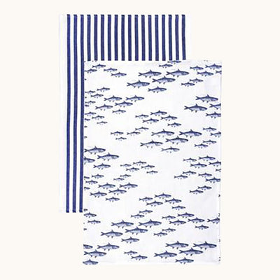 School of Fish Blue Kitchen Towels - Mixed Set/2