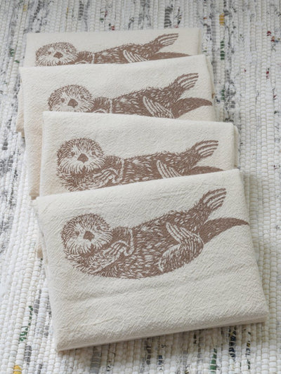 Set of 4 Organic Otter Cloth Napkins