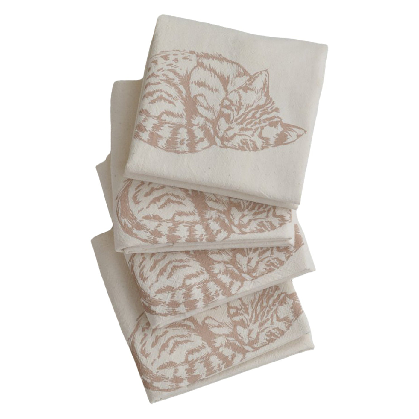 Set of 4 Organic Cat Cloth Napkins
