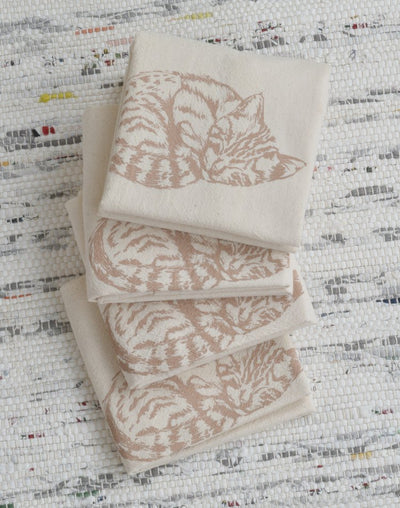 Set of 4 Organic Cat Cloth Napkins