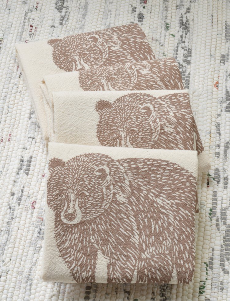Set of 4 Organic Bear Cloth Napkins