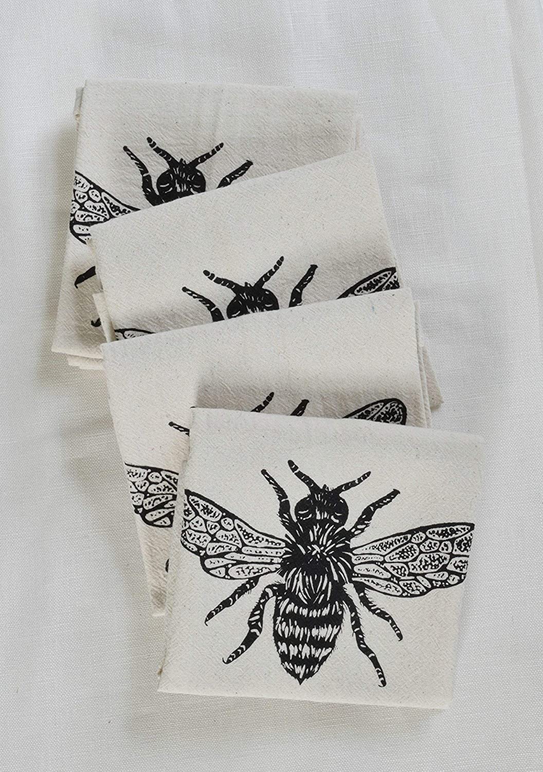 Set of 4 Organic Honeybee Cloth Napkins