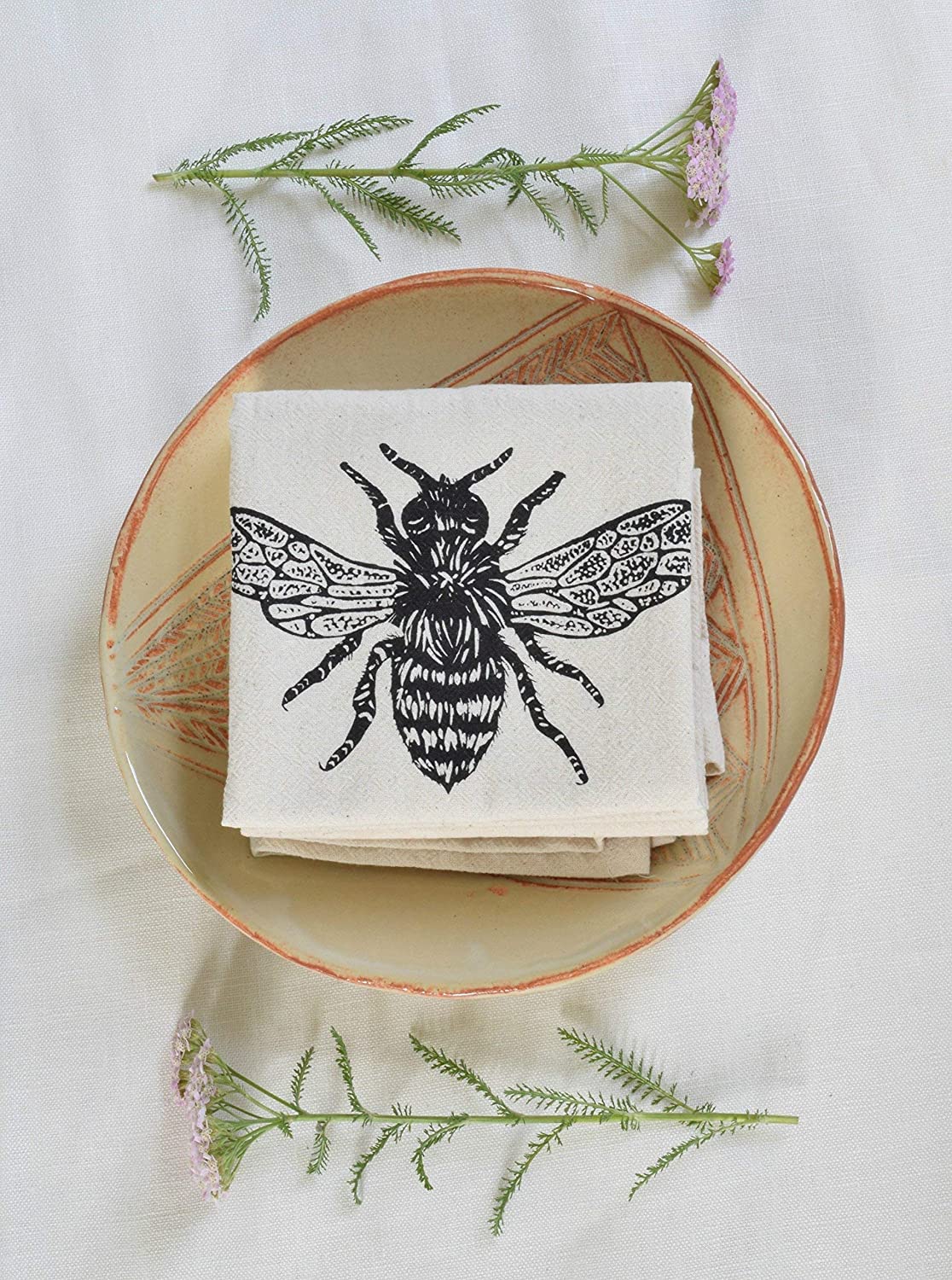 Set of 4 Organic Honeybee Cloth Napkins