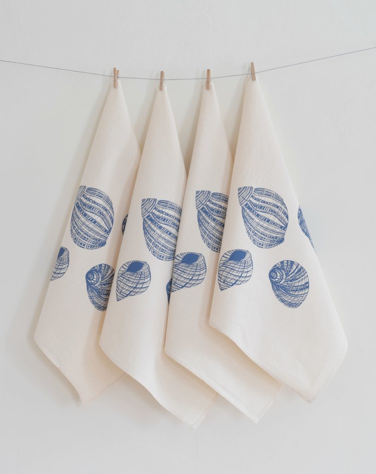 Set of 4 Organic Periwinkle Shell Cloth Napkins