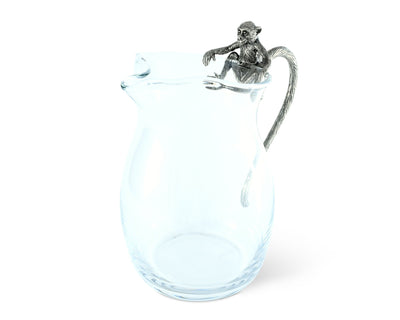 Glass Pitcher Pewter Monkey Handle