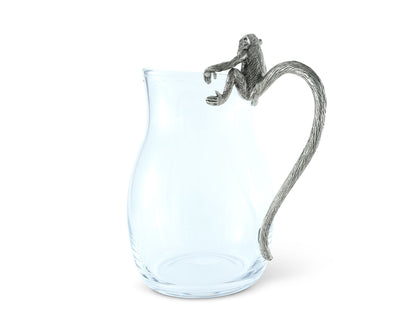 Glass Pitcher Pewter Monkey Handle