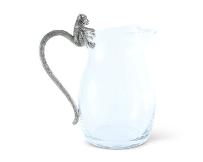 Glass Pitcher Pewter Monkey Handle