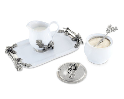 Stoneware Creamer Set - Pewter Acorn & Oak Leaf