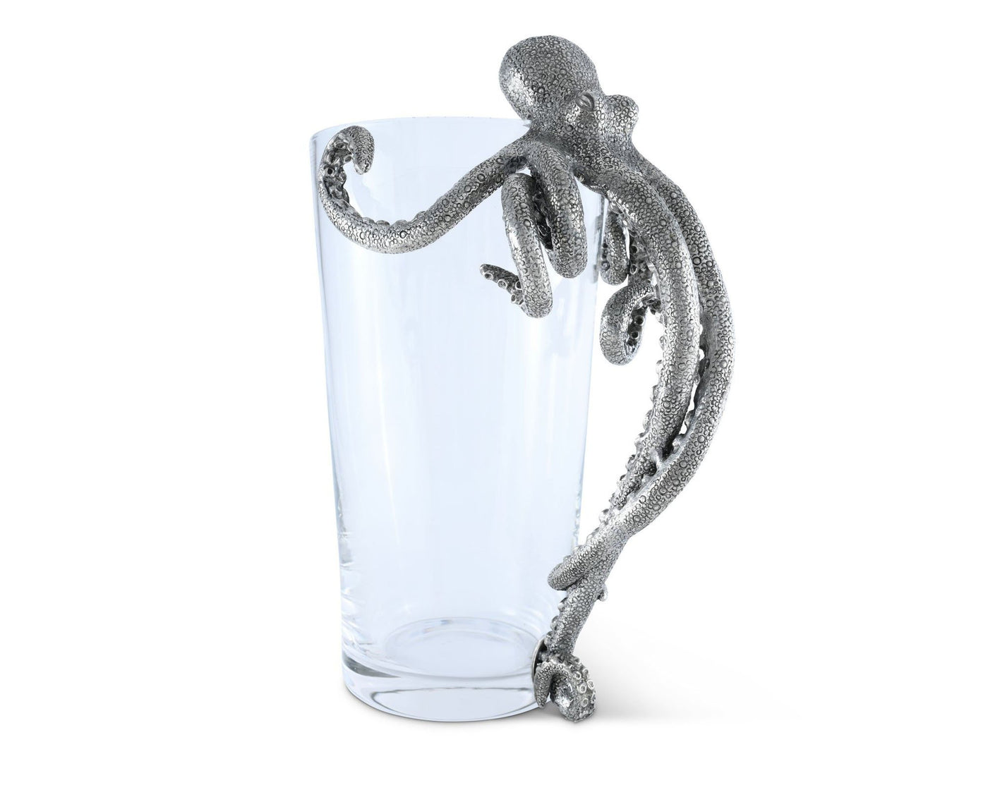 Pewter Octopus Handle Glass Pitcher
