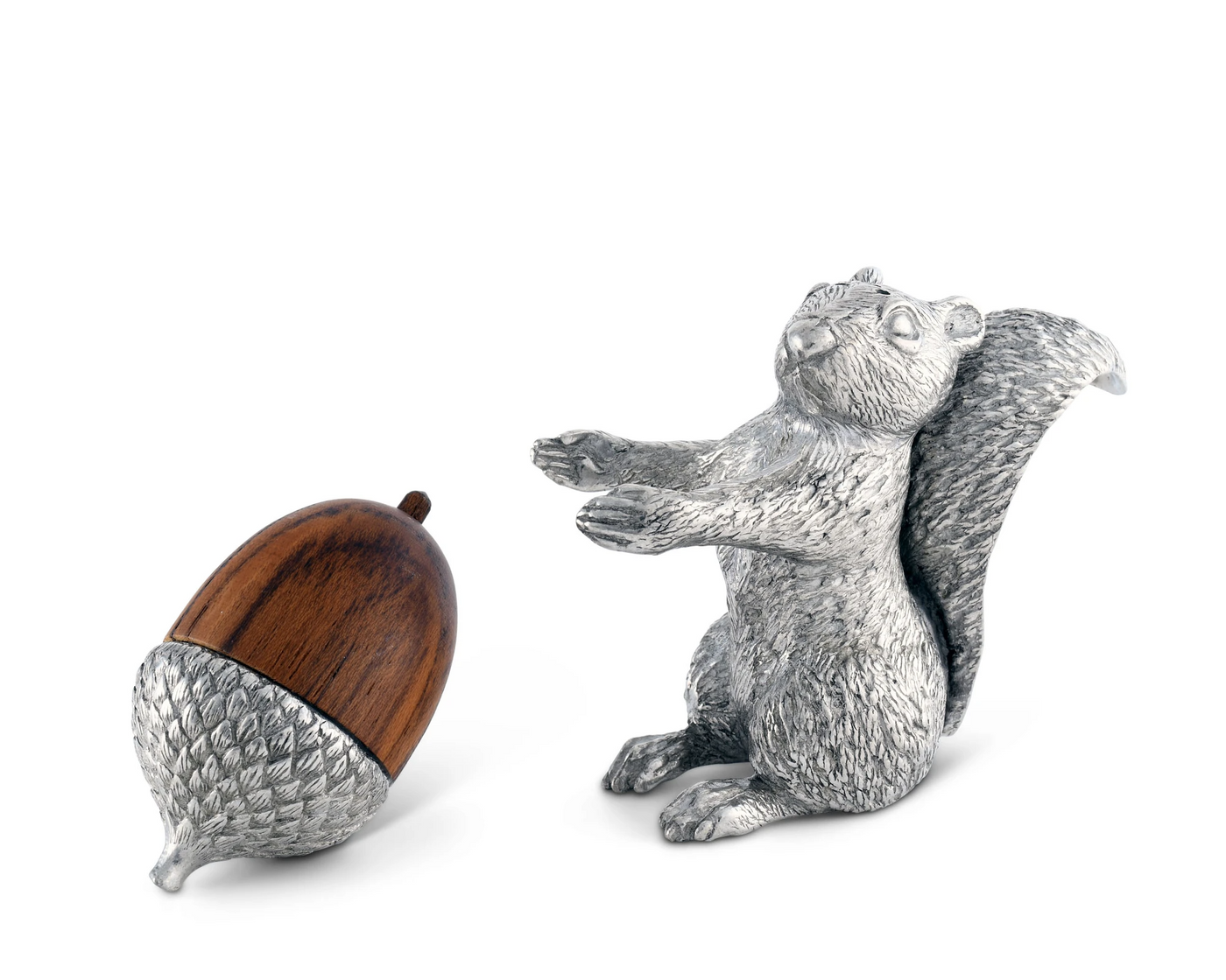 Squirrels with Wood Acorn Salt & Pepper Set