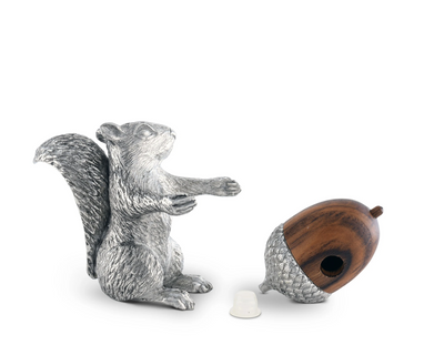 Squirrels with Wood Acorn Salt & Pepper Set