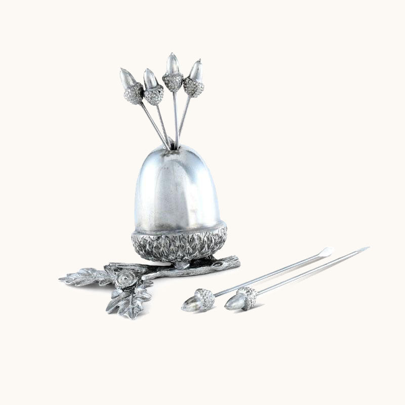 Pewter Acorn Cheese Pick Set