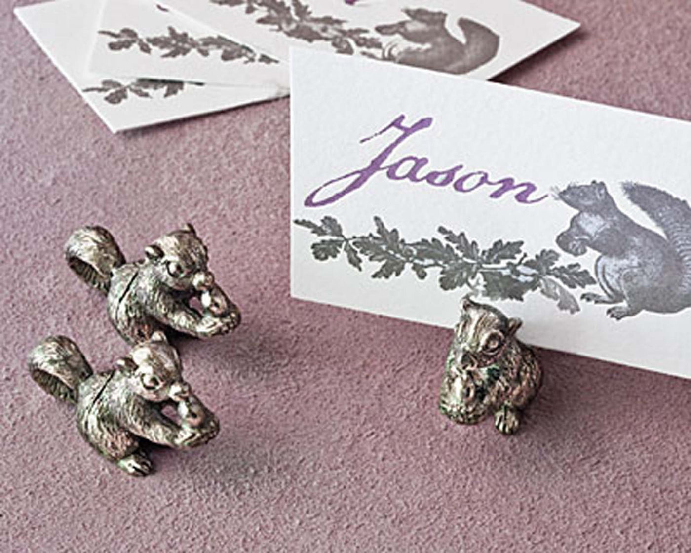 Pewter Squirrel Place Card Holder