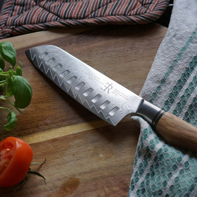 Ryda Santoku Knife 7” with Olive Handle